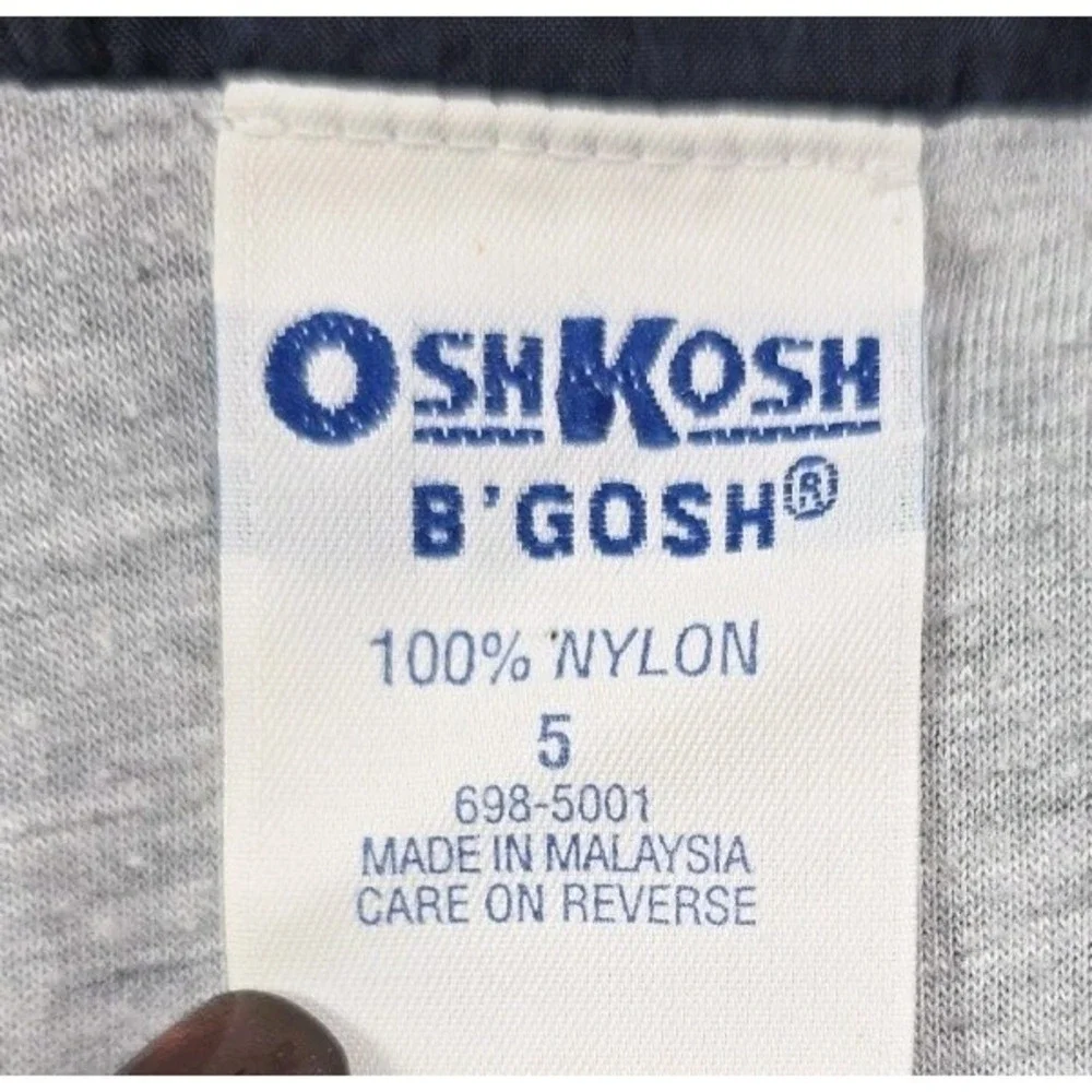 Vintage 90s OshKosh B'Gosh Windbreaker Jacket Kids Size 5 Blue Nylon